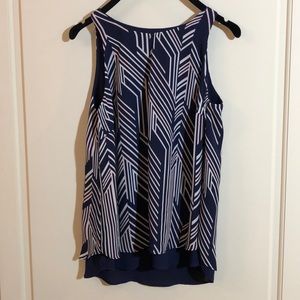 *3/$15 Dalia Graphic Tank Layered Blue White Sz M EUC